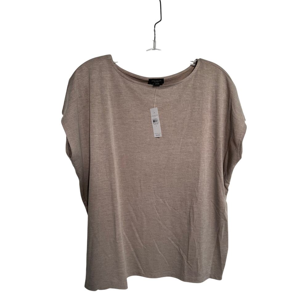 Ann Taylor Factory Womens Cap Sleeve Blouse Khaki Size Small Career Office New
